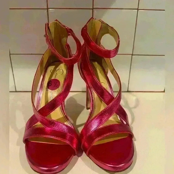 Jessica Simpson Hot Pink Open Toe Heels with Ankle Strap- Size 6.5- NWT - Picture 6 of 6
